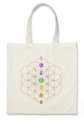 Flower of Life chakra colored stones Tote Bag