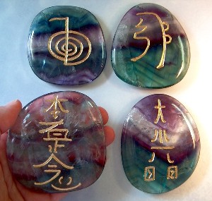 Traditional Usui Reiki Set of 4 on Fluorite
