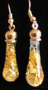 Gold Flake Glass Vial Earrings