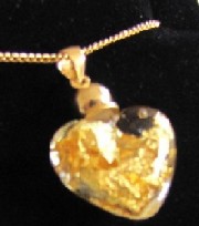 Gold Flake Glass Vial Heart Earrings