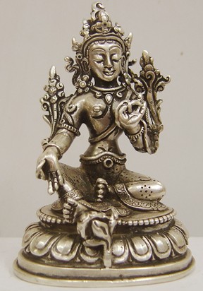 Silver Green Tara Statue