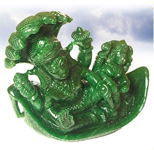 Green Jade Vishnu Lakshmi Statue