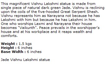 Green Jade Vishnu Lakshmi Statue