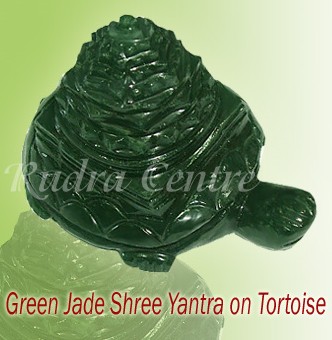 Green Jade Shree Yantra On Tortoise