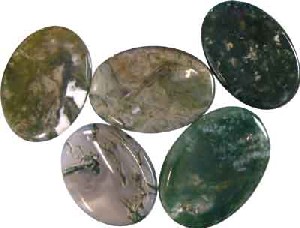 Moss Agate Worry Thumb Stones 