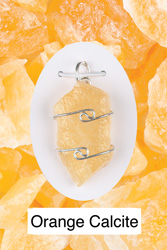 Orange Calcite Wire Wrapped Stone Pendants