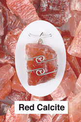 Red Calcite Wire Wrapped Stone Pendants