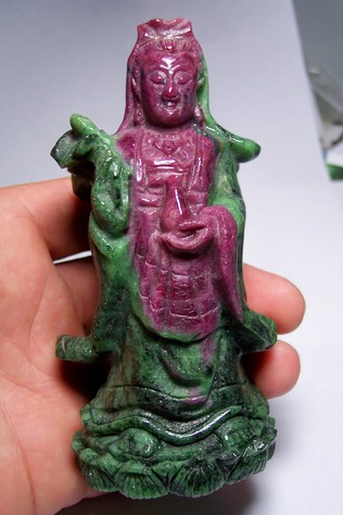 Ruby Zoisite Kuan Yin Carvings