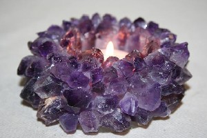 LOTUS AMETHYST POINT TEALIGHT CANDLE HOLDER 