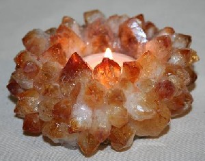 LOTUS CITRINE POINT TEALIGHT CANDLE HOLDER 