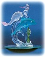 Mermaid And Dolphin Crystal Figurines