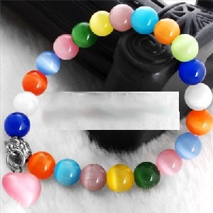 Stretch Round Cats Eye Opal Beads Bracelet Bangle