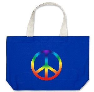 Peace Sign tote in Chakra Colors Canvas Bags