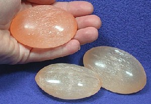 Peach Selenite Palm Stones