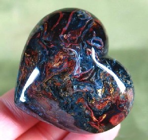 Blue, Gold And Red Pietersite Puffy Hearts 