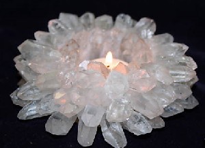 LOTUS WHITE QUARTZ POINT TEALIGHT CANDLE HOLDER 