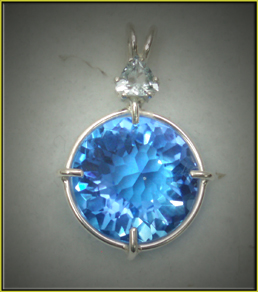 Radiant Heart Crystal in Siberian Blue Quartz with Aquamarine