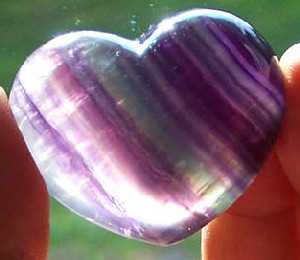 Rainbow Fluorite Puffy Hearts