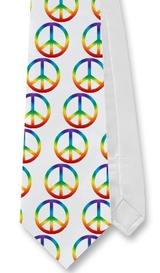 Peace Symbol Rainbow Chakra Neckties