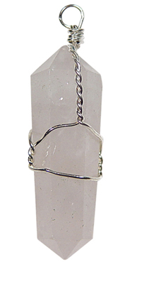 WIRE WRAP ROSE QUARTZ PENDANTS 