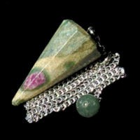 Ruby Zoisite Point Crystal Dowsing Pendulum