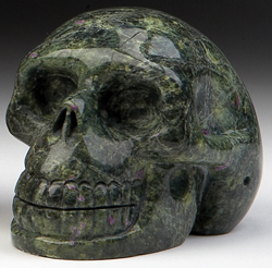 Hand Carved Serpentine Stichtite Skulls.