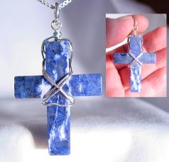 Sodalite Wire Wrapped Cross Pendants