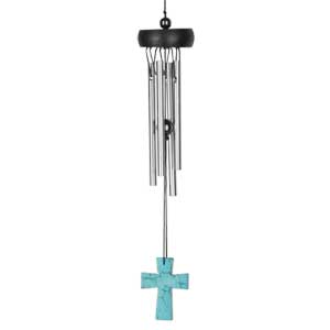 Unique Cross Wind Chimes With Turquoise