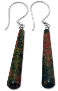 Unakite Long Drop Earrings 