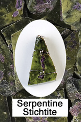 Serpentine Stichtite Wire Wrapped Stone Pendants