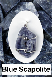 Blue Scapolite Wire Wrapped Stone Pendants