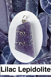 Lilac Lepidolite Wire Wrapped Stone Pendants