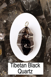Tibetan Black Quartz Wire Wrapped Stone Pendants