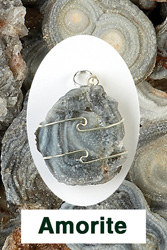 Amorite Wire Wrapped Stone Pendants