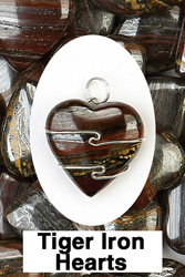 Tiger Iron Jasper Wire Wrapped Heart Pendants