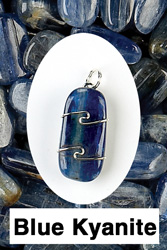 Blue Kyanite Tumbled Wire Wrapped Stone Pendants
