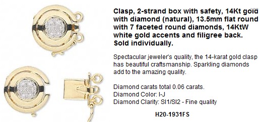 14K Gold And Diamond Clasps For Chains
