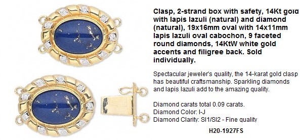 14K Gold, Lapis And Diamond Clasps For Chains