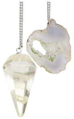 Pendulum with Geode Slice Hexagonal Clear Calcite