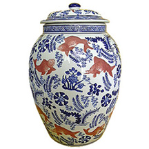 Auspicious Carp Rice Urn for Abundance