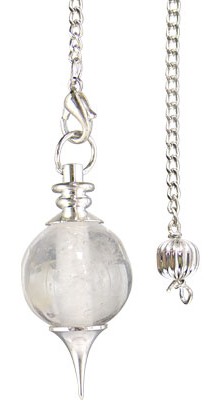 Sephoroton Clear Quartz Gemstone and Metal Pendulum 