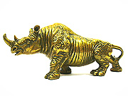 Light Bronze Metal Double Horns Rhinoceros 