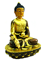 Bronze Medicine Buddha with Gold Leaf 