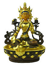 Bronze Green Tara with Gold Leaf 