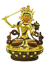 Bronze Manjusri with Gold Leaf 