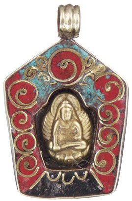 Tibetan Brass Pendant Quan Yin Altar 