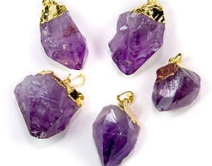 Natural Amethyst Point Pendants With gold or silver capping