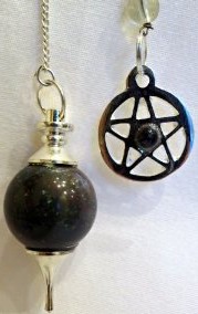 Black Jasper Sphere Pendulum With Pentagram