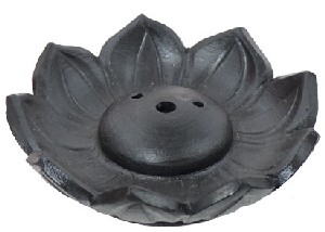 Ceramic Incense Holder Lotus Black