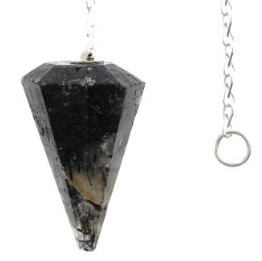 Black Tourmalinated Clear Quartz Pendulum